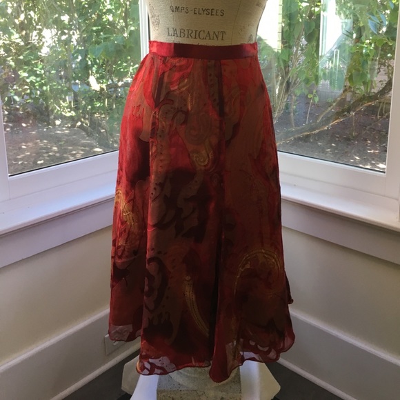 Red/Gold Coldwater Creek Skirt (NWT) - Picture 1 of 5